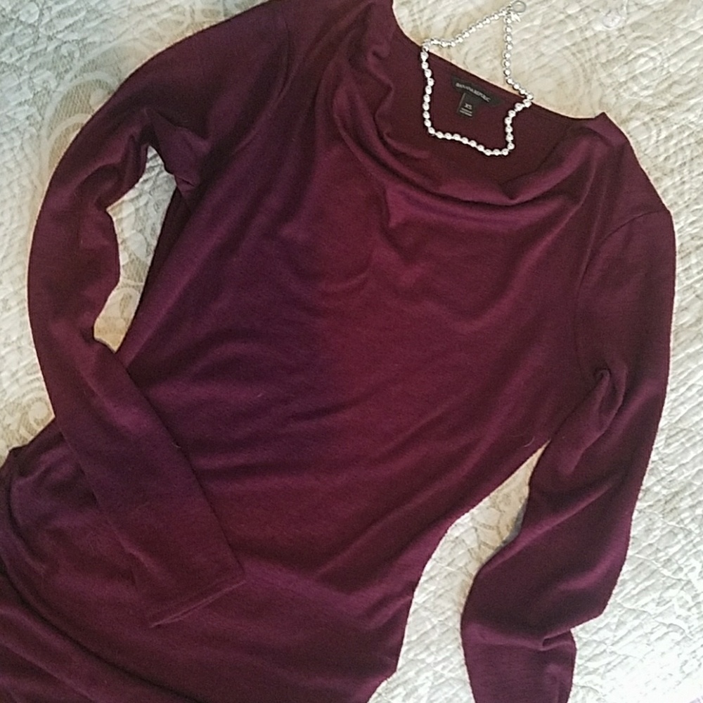😍BR plum Cowl Neck Long Sleeve Tee